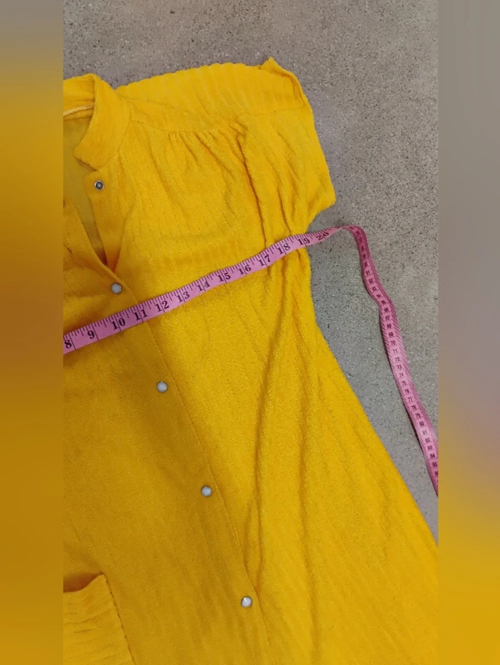 Vintage 1980s Heather Collection Mustard Yellow Terrycloth Snap on Coverup